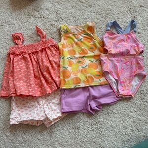 18M Spring Summer Bundle Peach Oranges Purple Pink Floral Swimsuit